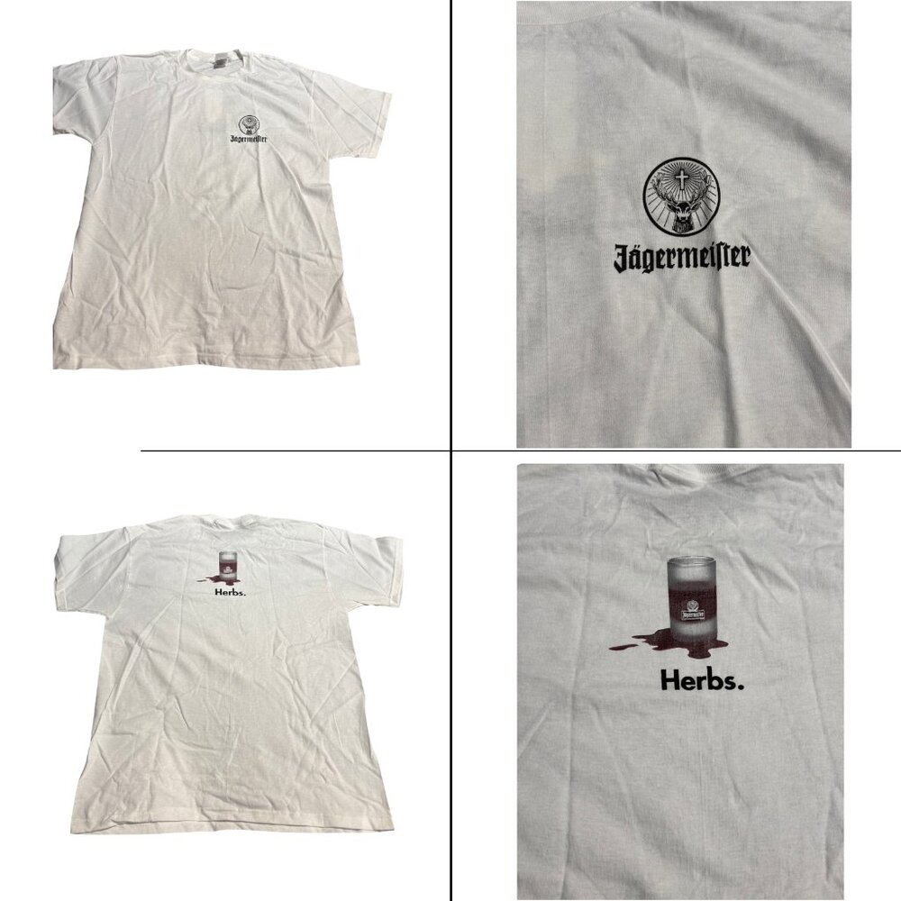 Vintage Y2K Jagermeister T-Shirt sz L Double Sided Liquor Beer Alcohol‎ Graphic